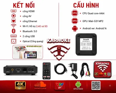 Box Smartk Karaoke - Android 14. Chuyên dụng cho karaoke kinh doanh, Music Box, Phòng giải trí...